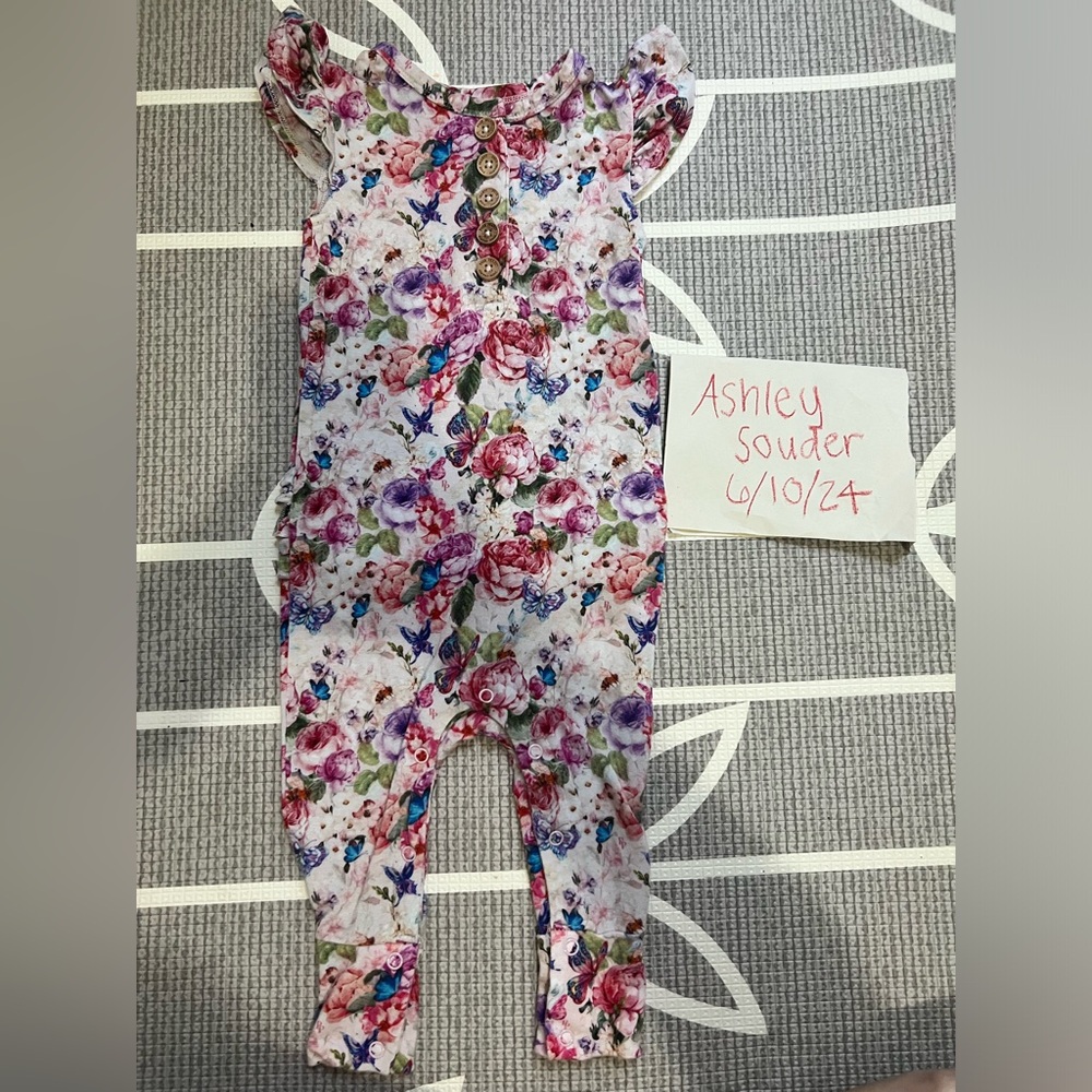 Posh peanut ruffled cap sleeve romper